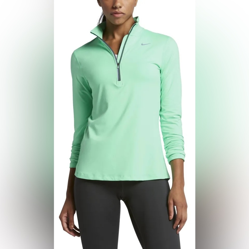 Nike Dry Fit Green Element Running 1/2 Zip Running Jacket Shirt Green Medium - Picture 2 of 11